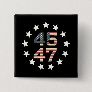 Trump 45 47 sterren vintage USA Amerikaanse vlag Vierkante Button 5,1 Cm