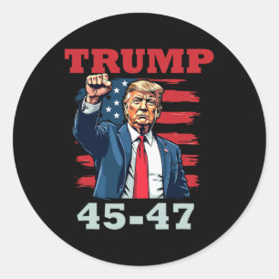 Trump 45-47 stoutmoedig presidentieel ontwerp voor ronde sticker