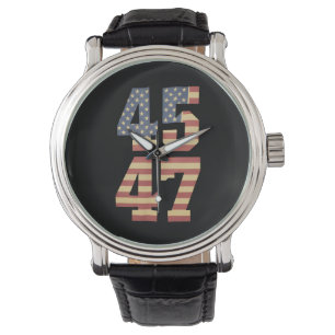 Trump 45 47 Vintage Amerika Vlag USA Horloge