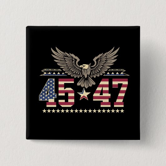 Trump 45 47 Vintage Amerikaanse USA Adelaar Vlag Vierkante Button 5,1 Cm (Voorkant)