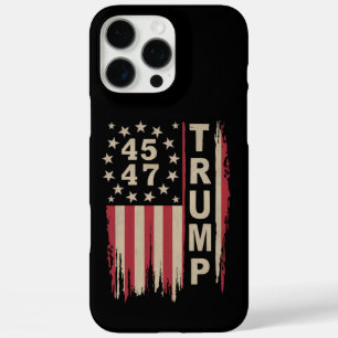 Trump 45 47 Vintage Retro Amerika USA Vlag iPhone 16 Pro Max Hoesje