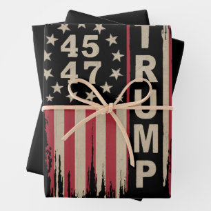 Trump 45 47 Vintage Retro Amerika USA Vlag Inpakpapier Vel