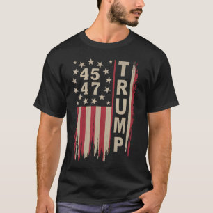 Trump 45 47 Vintage Retro Amerika USA Vlag T-shirt