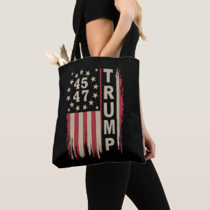 Trump 45 47 Vintage Retro Amerika USA Vlag Tote Bag