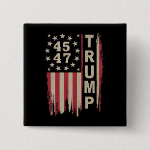 Trump 45 47 Vintage Retro Amerika USA Vlag Vierkante Button 5,1 Cm