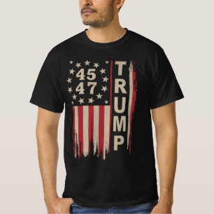 Trump 45 47 Vintage Retro Amerika Vlag USA T-shirt