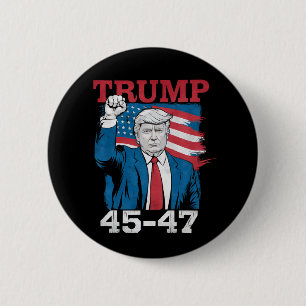Trump 45 47 Vintage Retro USA Vlag van Amerika Ronde Button 5,7 Cm