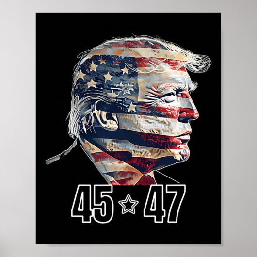 Trump 45 47 winnaar presidentsverkiezingen poster (Voorkant)