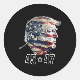 Trump 45 47 winnaar presidentsverkiezingen ronde sticker