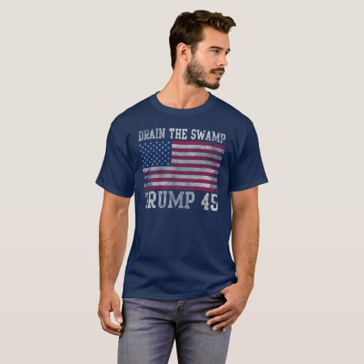 Trump 45 Drain The Swamp T-shirt (Voorkant volledig)