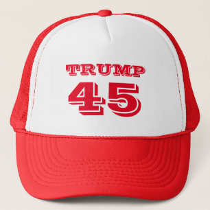 "Trump 45" President Donald J. Trump in Red Trucker Pet