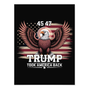 Trump 45e 47e President Flag 2025 Eagle America Foto Afdruk