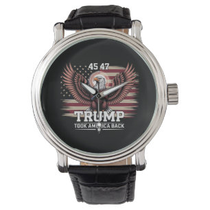 Trump 45e 47e President Flag 2025 Eagle America Horloge