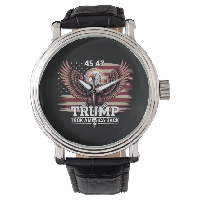 Trump 45e 47e President Flag 2025 Eagle America Horloge (Voorkant)