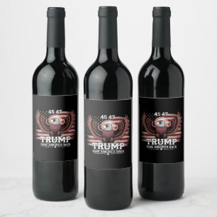 Trump 45e 47e President Vlag 2025 Adelaar Amerika  Wijn Etiket