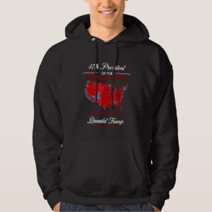 Trump 47 Inauguratie Dag 2025 Verkiezingskaart Hoodie