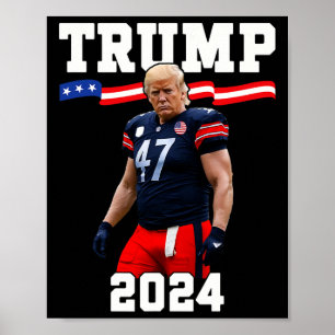 Trump 47 Voetbalshirt 2025 VS Vlag Trump Vance  Poster