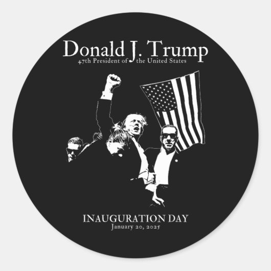 Trump 47ste presidentiële inauguratiedag: Mega J Ronde Sticker (Voorkant)