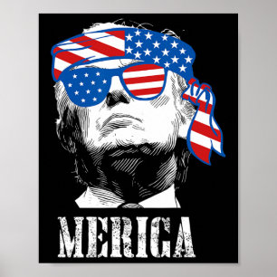 Trump 4 juli Amerikaanse vlag Mannen grappig Poster