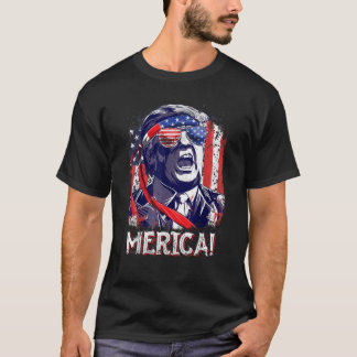 Trump 4e juli Merica Mannen Women USA American Fl T-shirt