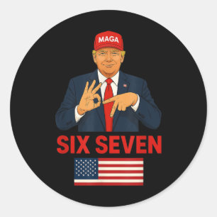 Trump 67 Meme Zes Zeven Grappig Verkiezing Kostuum Ronde Sticker