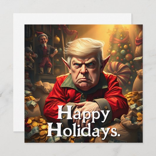 Trump als boze kerstelf (Voorkant / Achterkant)