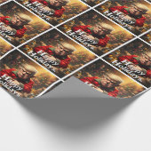 Trump als boze kerstelf cadeaupapier (Hoek)