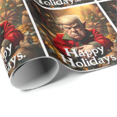 Trump als boze kerstelf cadeaupapier (Rol Hoek)