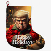 Trump als boze kerstelf grote kerstsok (Voorkant)