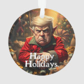 Trump als boze kerstelf ornament (achterkant)