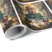 Trump als vrolijke kerstelf cadeaupapier (Rol Hoek)