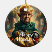 Trump als vrolijke kerstelf keramisch ornament (Voorkant)