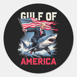 Trump America Shark Gulf of USA 2025 Ronde Sticker