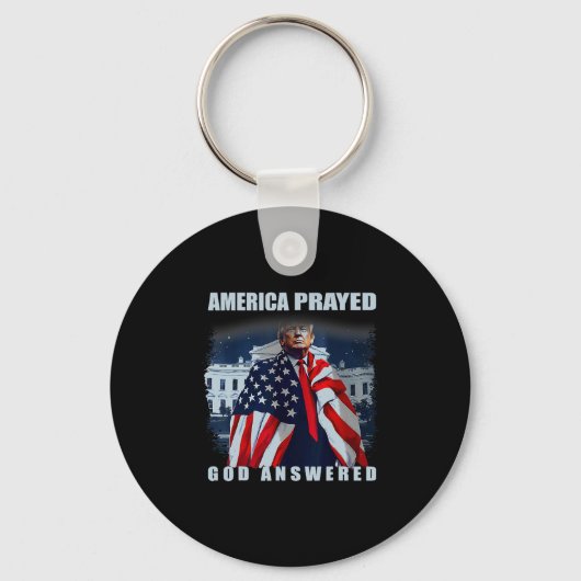 Trump Amerika Bad Gebed God Geantwoord Sleutelhanger (Voorkant)