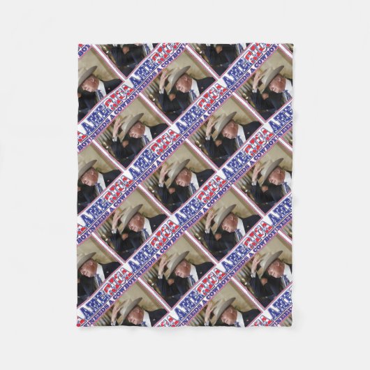 TRUMP-AMERIKA-COWBOY FLEECE DEKEN (Voorkant)