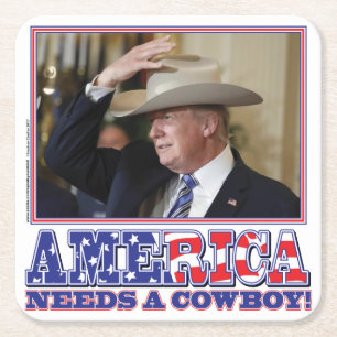 TRUMP-AMERIKA-COWBOY KARTONNEN ONDERZETTERS