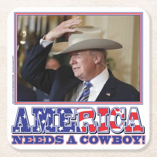 TRUMP-AMERIKA-COWBOY KARTONNEN ONDERZETTERS (Voorkant)