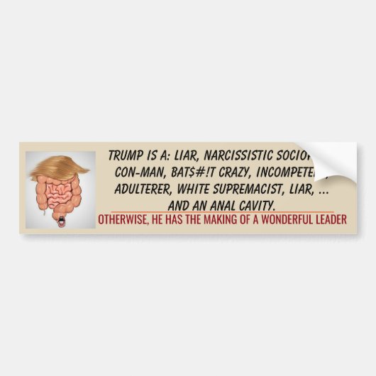Trump Anal Cavity TUCK 2020 Biden Bumpersticker (Voorkant)