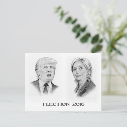 Trump and Hillary Pencil Portraits, Verkiezing 201 Briefkaart (Staand voorkant)