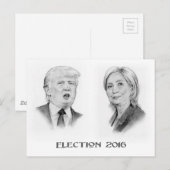 Trump and Hillary Pencil Portraits, Verkiezing 201 Briefkaart (Voorkant / Achterkant)