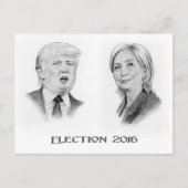 Trump and Hillary Pencil Portraits, Verkiezing 201 Briefkaart (Voorkant)
