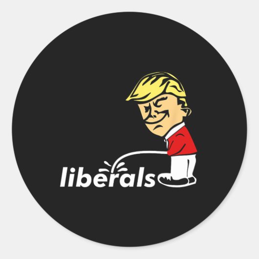 Trump anti-liberale Donald Trump pissen op liberaa Ronde Sticker (Voorkant)