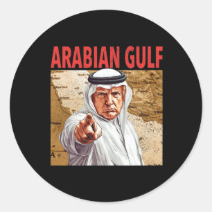 Trump Arabische Golf 2025 Grappig Trump Golf van A Ronde Sticker