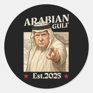 Trump Arabische Golf 2025 - Grappig Trump Golf van Ronde Sticker