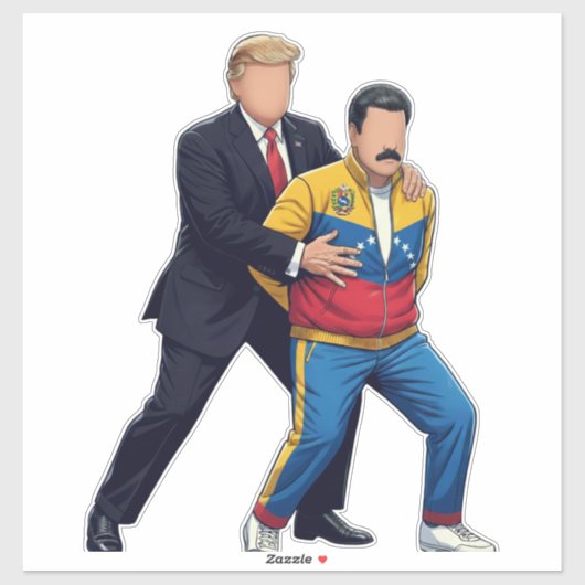 Trump Arresting Maduro Bold Political Satire Sticker (Vel)