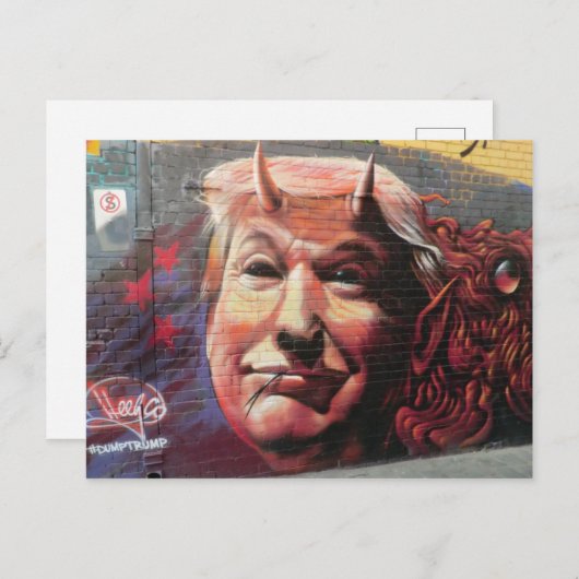 Trump as Fork-Tongued Devil Graffiti Wall Art Briefkaart (Voorkant / Achterkant)