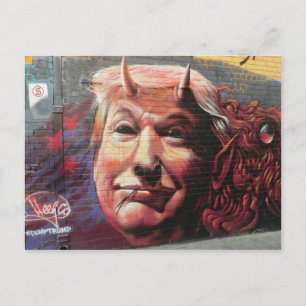 Trump as Fork-Tongued Devil Graffiti Wall Art Briefkaart