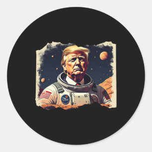 Trump-astronaut neemt Mars Space Exploration Sola Ronde Sticker