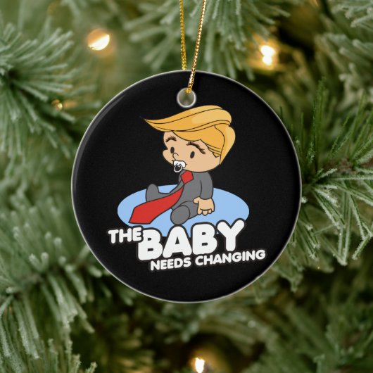 TRUMP BABY MOET VERANDEREN KERAMISCH ORNAMENT (Boom)