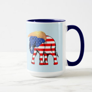 Trump Bad Hair Elephant 15 oz Ringer Mok, ZSSG Mok